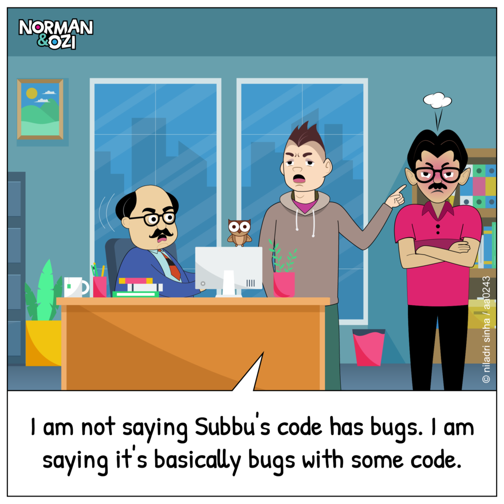coding bugs comics in office