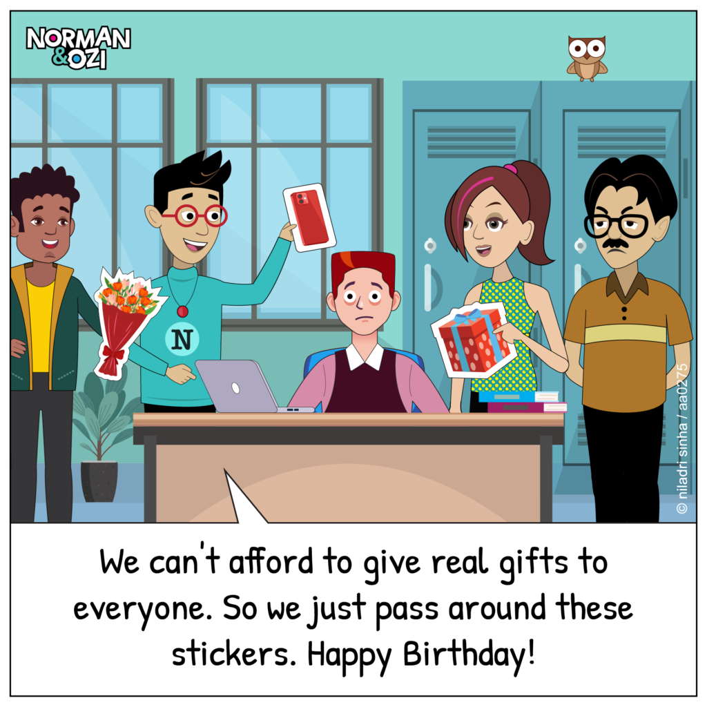 cartoons on Genz birthday gifts