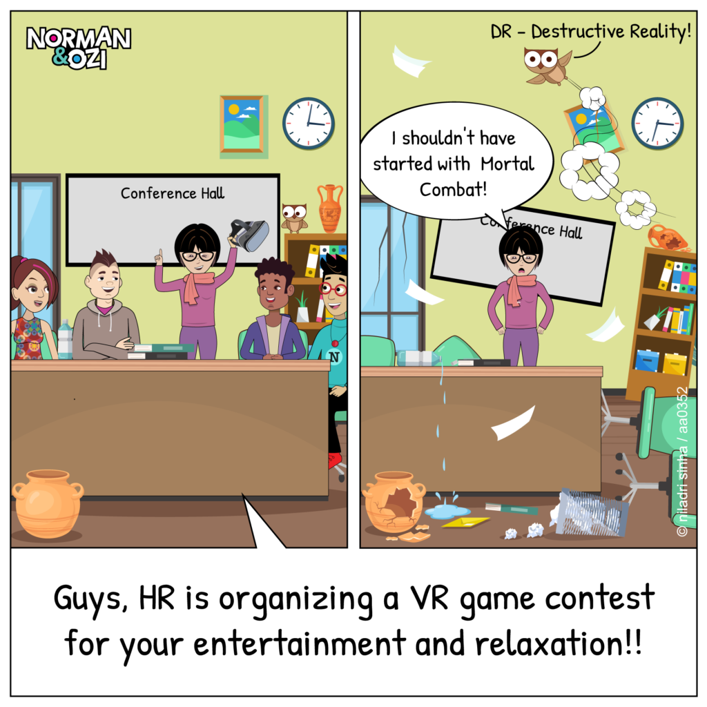 virtual reality comics in office