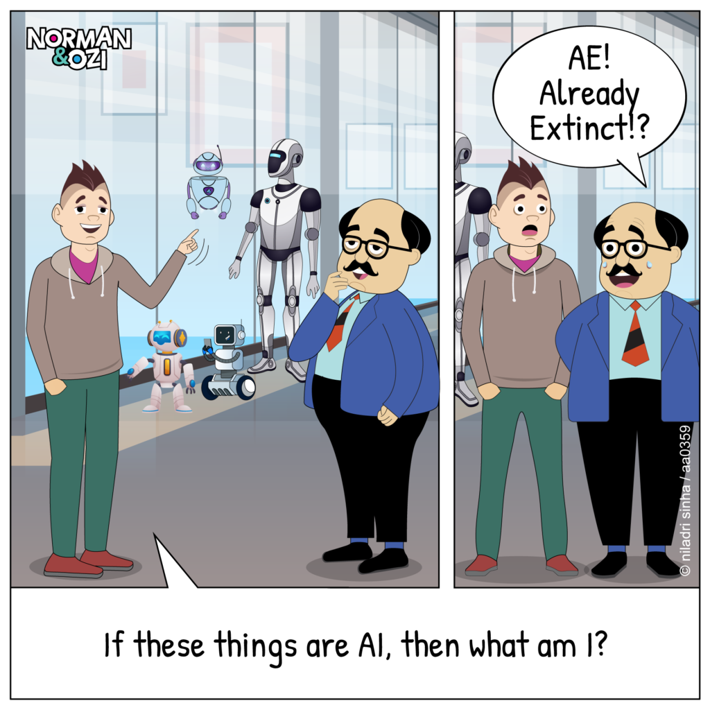 technology cartoons on AI