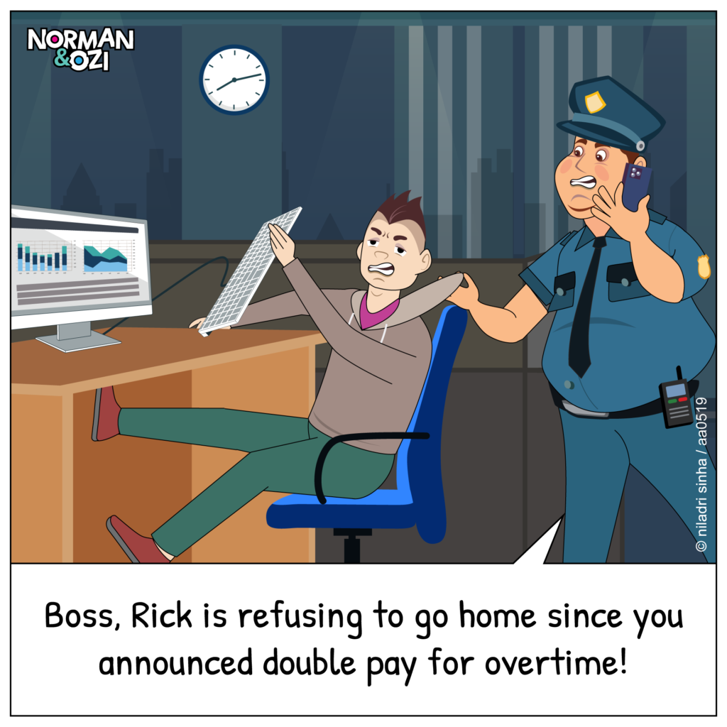 overtime cartoon on office