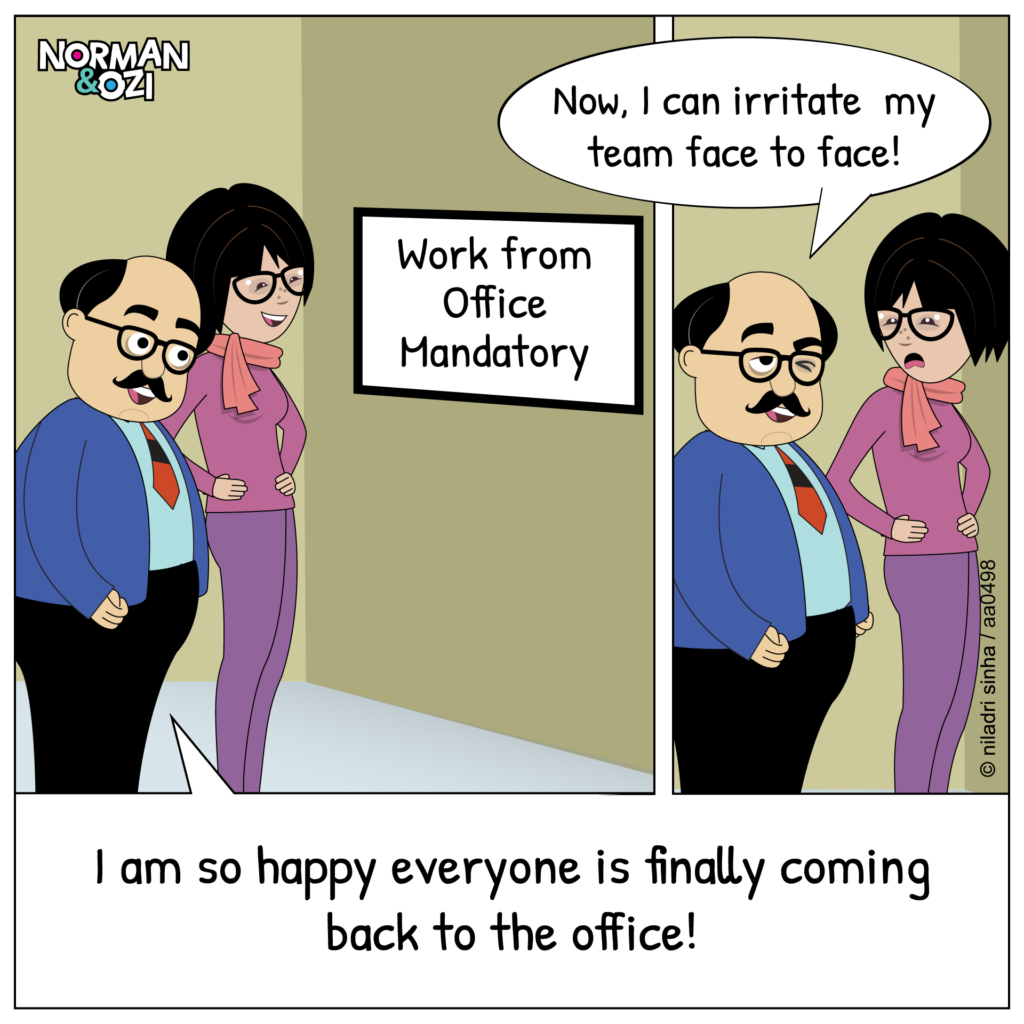 funny office cartoons on the work from office(wfo)