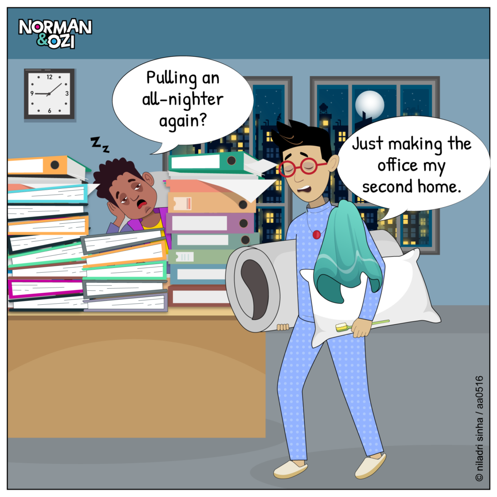 hilarious comics on office overtime and extending work