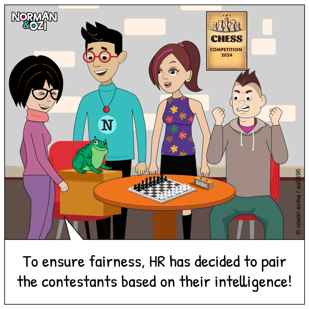 Office comics on appraisals featuring a chess game to secure a good hike