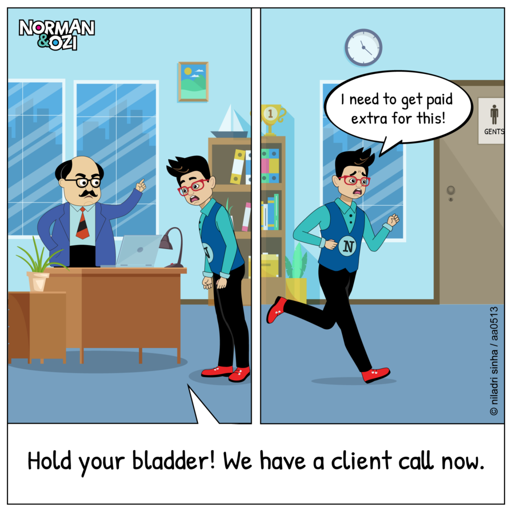 client call cartoon at the workplace