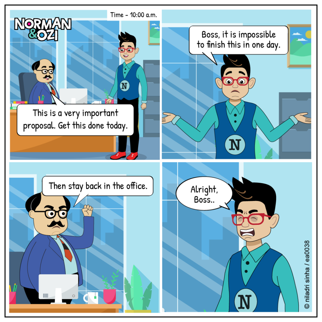 corporate stories and comic strips at workplace